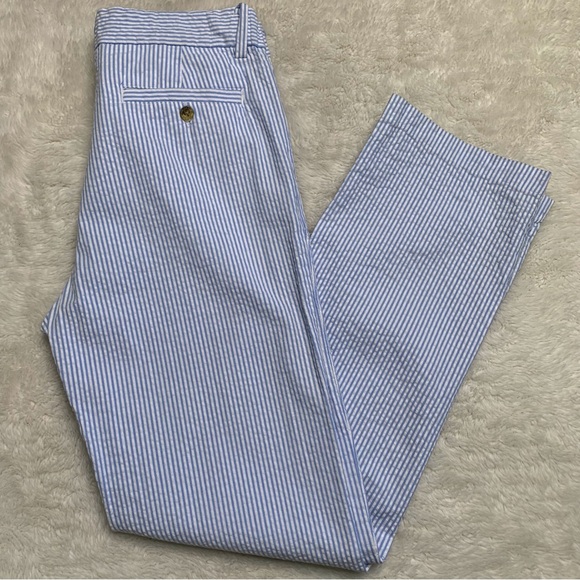 Janie and Jack Boy’s Blue/White Seersucker Striped Straight Leg Jeans Size 10 Y - Picture 2 of 8